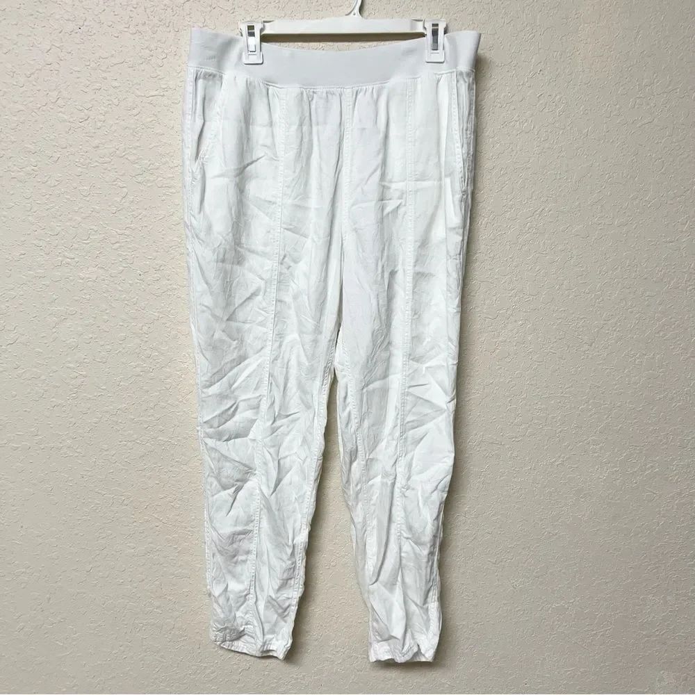Faherty Arlie Day Pull On Linen Blend Pants White Pockets Lagenlook Size XL